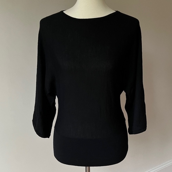 Talbots Merino Wool Size XSmall Black Scoop Neck Dolman Sweater - Picture 1 of 11